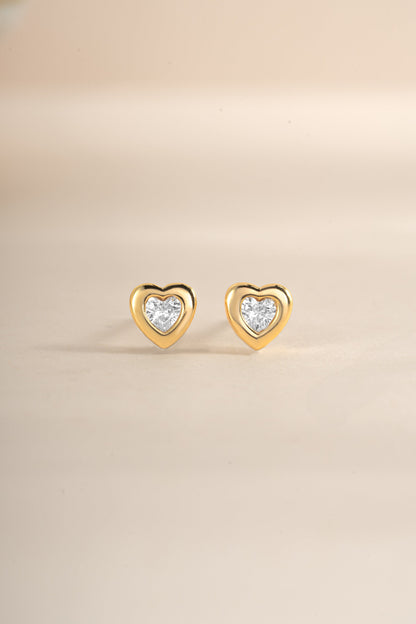 Bezel Heart Studs
