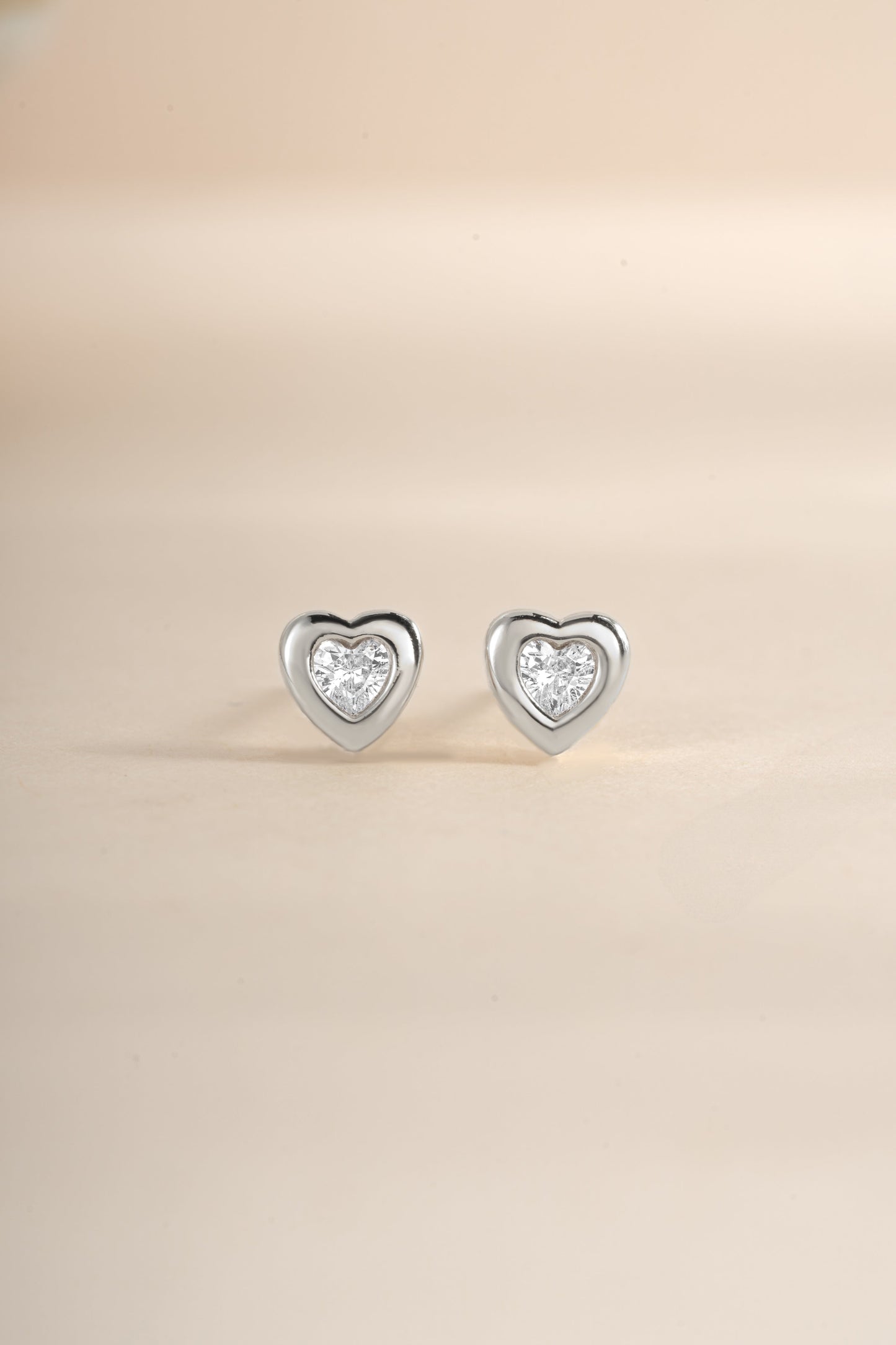 Bezel Heart Studs