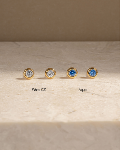 Aquamarine Bezel Dome Studs