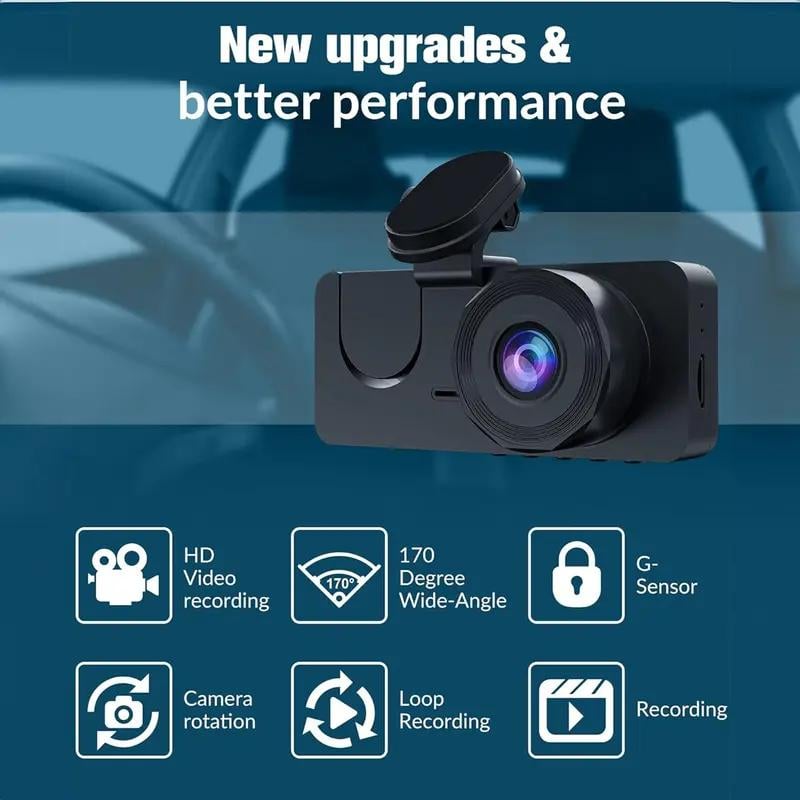 Dailyardtool¬Æ HD 1080P Dashcam with Three Lenses, Loop Recording and 3.5-inch IPS Screen