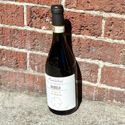 Brandini Barolo La Morra 2020 wine bottle with dark glass and cream label