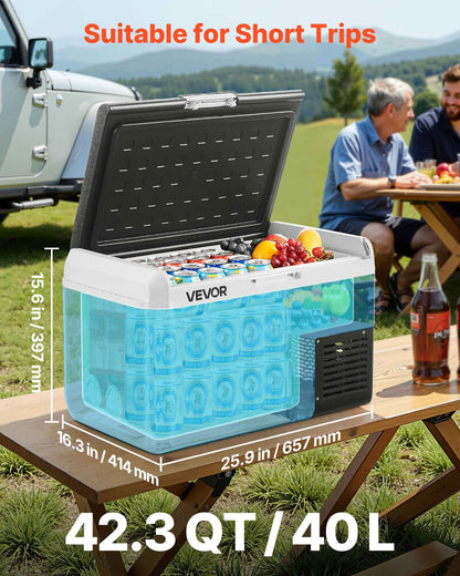 12V Portable Car Fridge Freezer 42.3QT | Fast Cooling, -4°F to 68°F