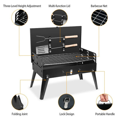 Portable Suitcase Charcoal BBQ Grill – Foldable Outdoor Grill