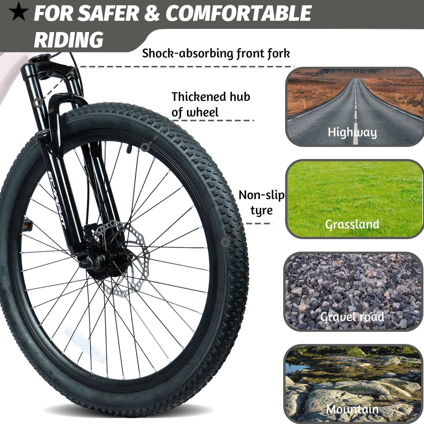 24" Youth Mountain Bike | 7-Speed, Front Disc Brake, Suspension & Alloy Rims