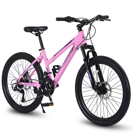 24" Girls & Women's Mountain Bike | Shimano 21-Speed, Dual Disc Brakes & 100mm Suspension