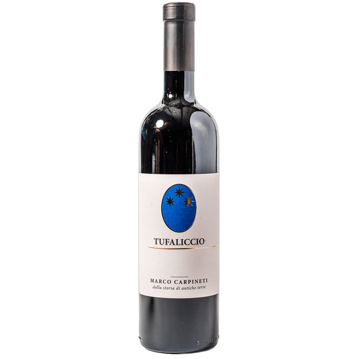 Carpineti Tufaliccio Red 2021 wine bottle with white label and blue emblem