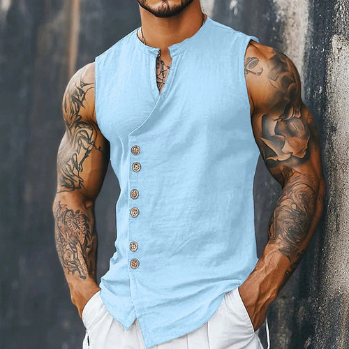 Women's Relaxed Fit Linen Sleeveless Vest