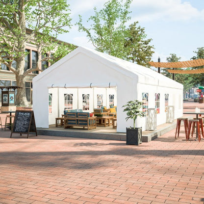 16x32 ft Heavy-Duty Party Tent | White Outdoor Canopy Gazebo with Removable Sidewalls