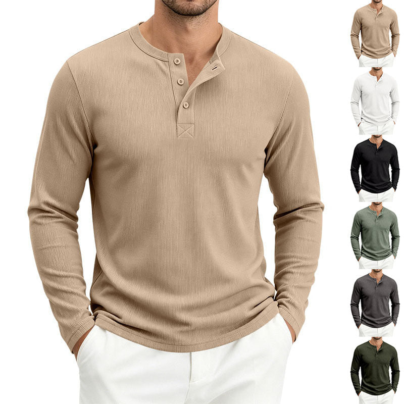 Men's Ribbed Long-Sleeve Loose Fit T-Shirt