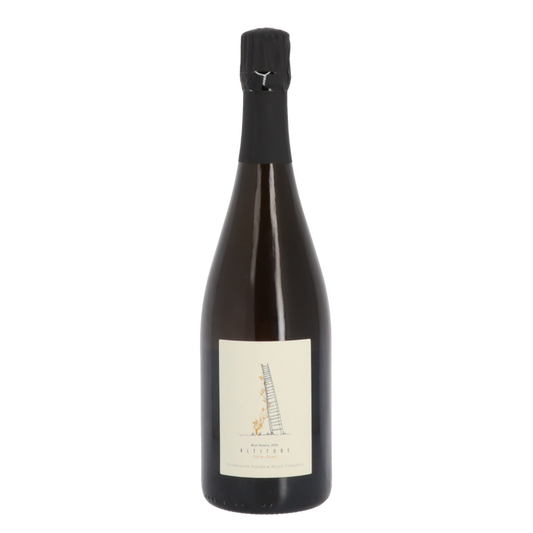 Brut Nature sparkling champagne bottle with cream label