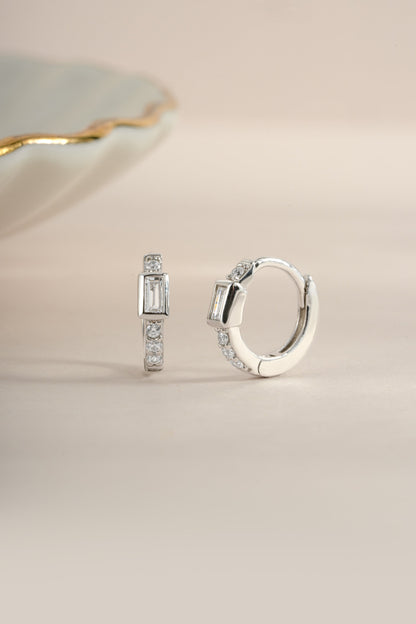 CZ Baguette Huggie Earrings