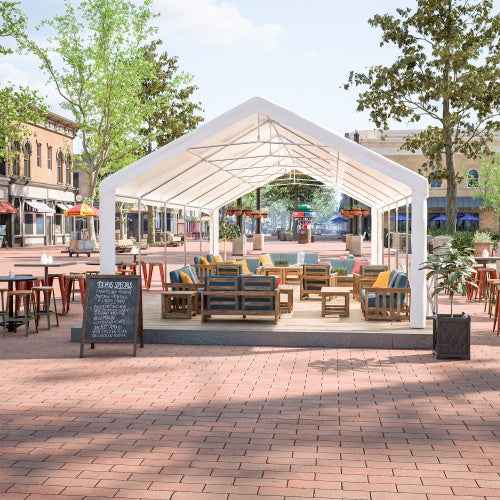 16x32 ft Heavy-Duty Party Tent | White Outdoor Canopy Gazebo with Removable Sidewalls