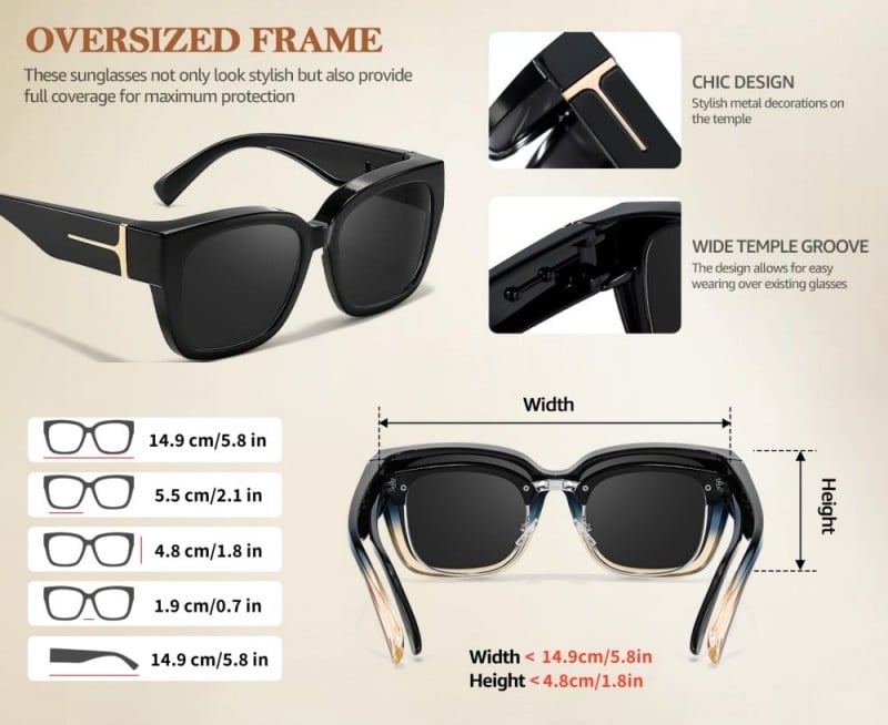 üï∂Ô∏è Polarized Fit Over Sunglasses for Women ‚Äì UV400 Protection Floral Frame Wear Over Prescription Glasses