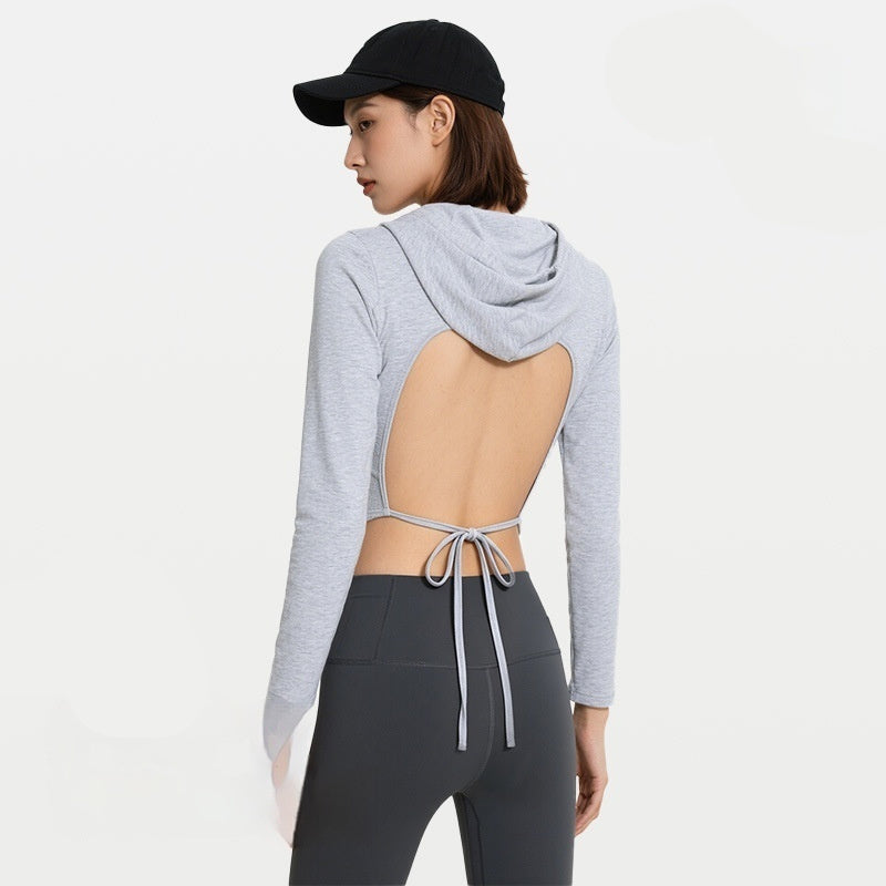 Women's Cropped Long-Sleeve Hoodie with Built-In Chest Pads – 4 Colors