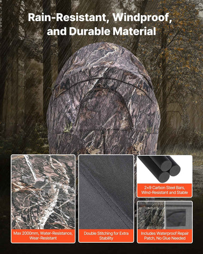 Single Person Hunting Ground Blind – Portable Camouflage Tent for Turkey & Deer