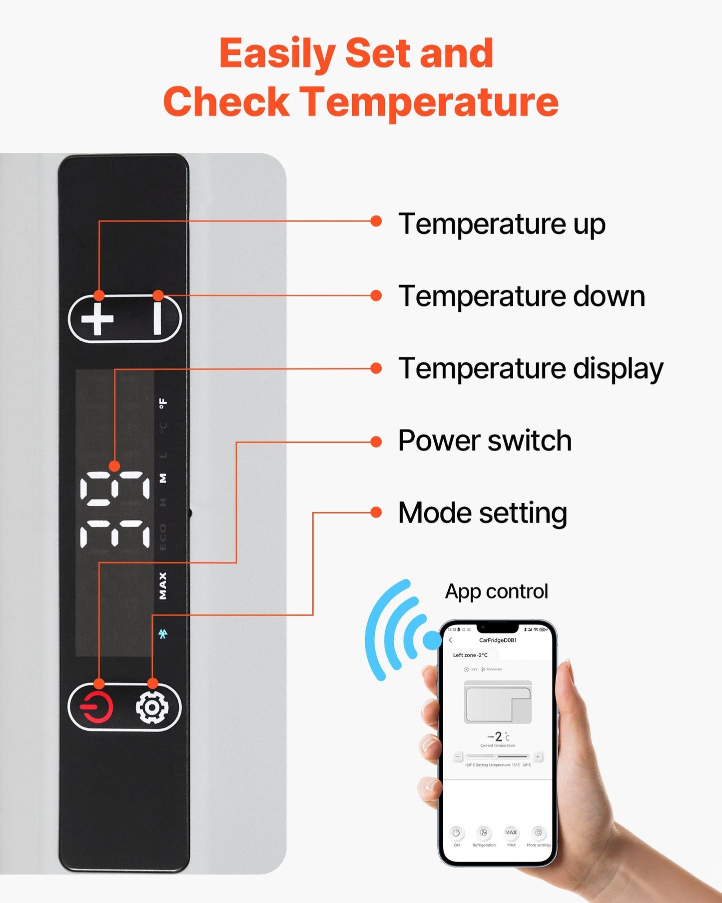 12V Portable Car Fridge Freezer 42.3QT | Fast Cooling, -4°F to 68°F