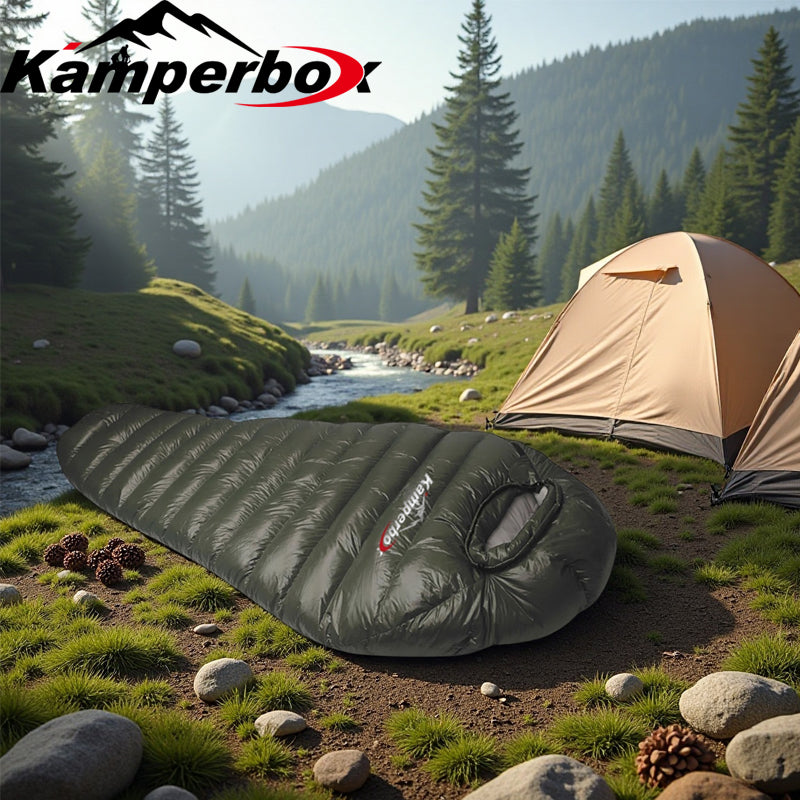 Winter Down Sleeping Bag – 1000g Grey Down Fill, Left Zip (Connectable to Double)
