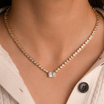 Diamond Baguette Tennis Necklace