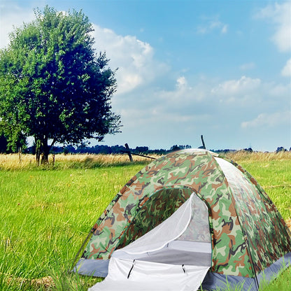 3–4 Person Camouflage Dome Camping Tent – UV-Proof 180T Polyester with Fiberglass Poles & Carry Bag