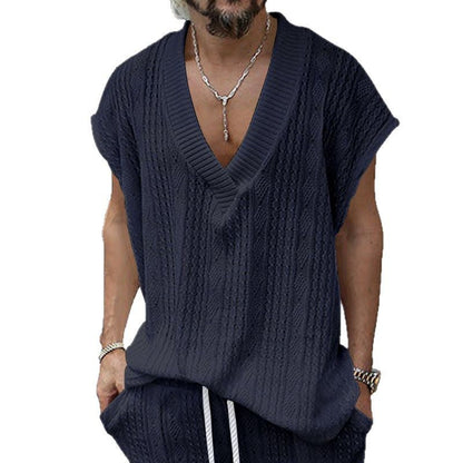 Men's V-Neck Jacquard Sleeveless Tank Top