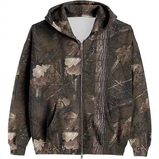 Unisex Printed Hooded Jacket – Casual Zip-Up Outerwear