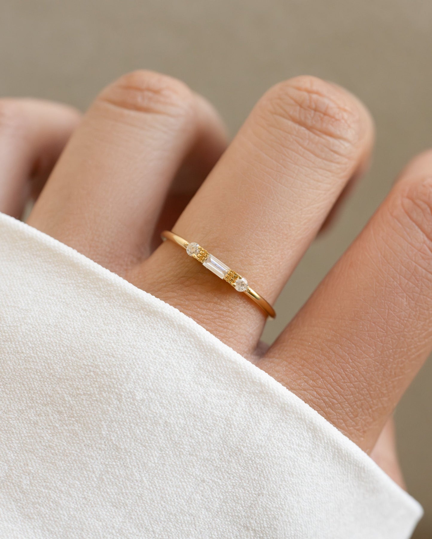 White CZ Baguette Ring