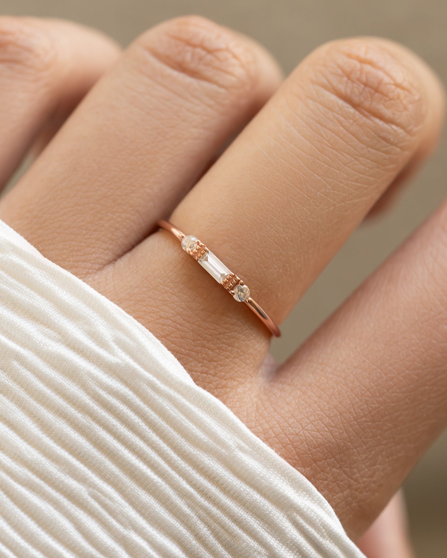 White CZ Baguette Ring
