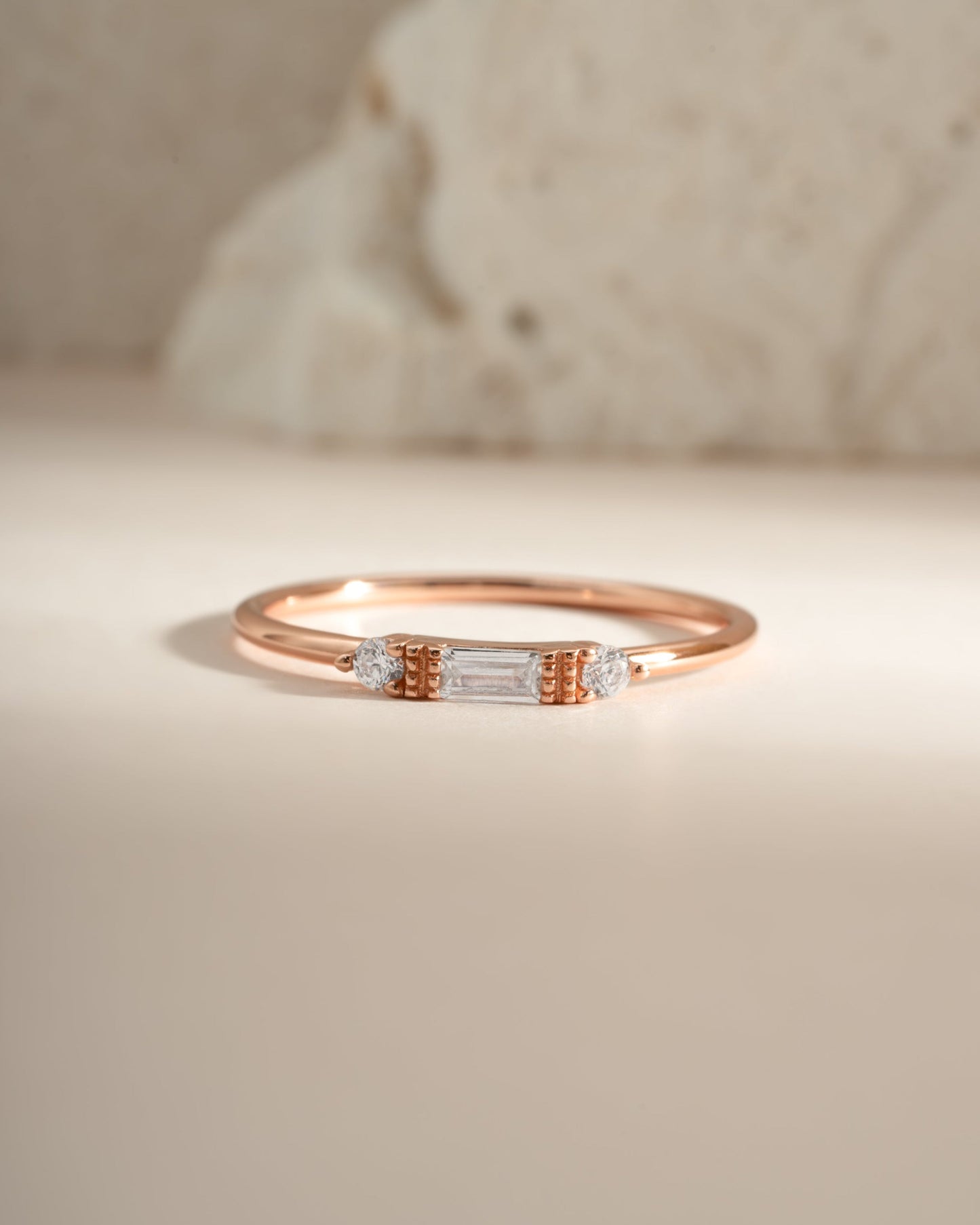 White CZ Baguette Ring