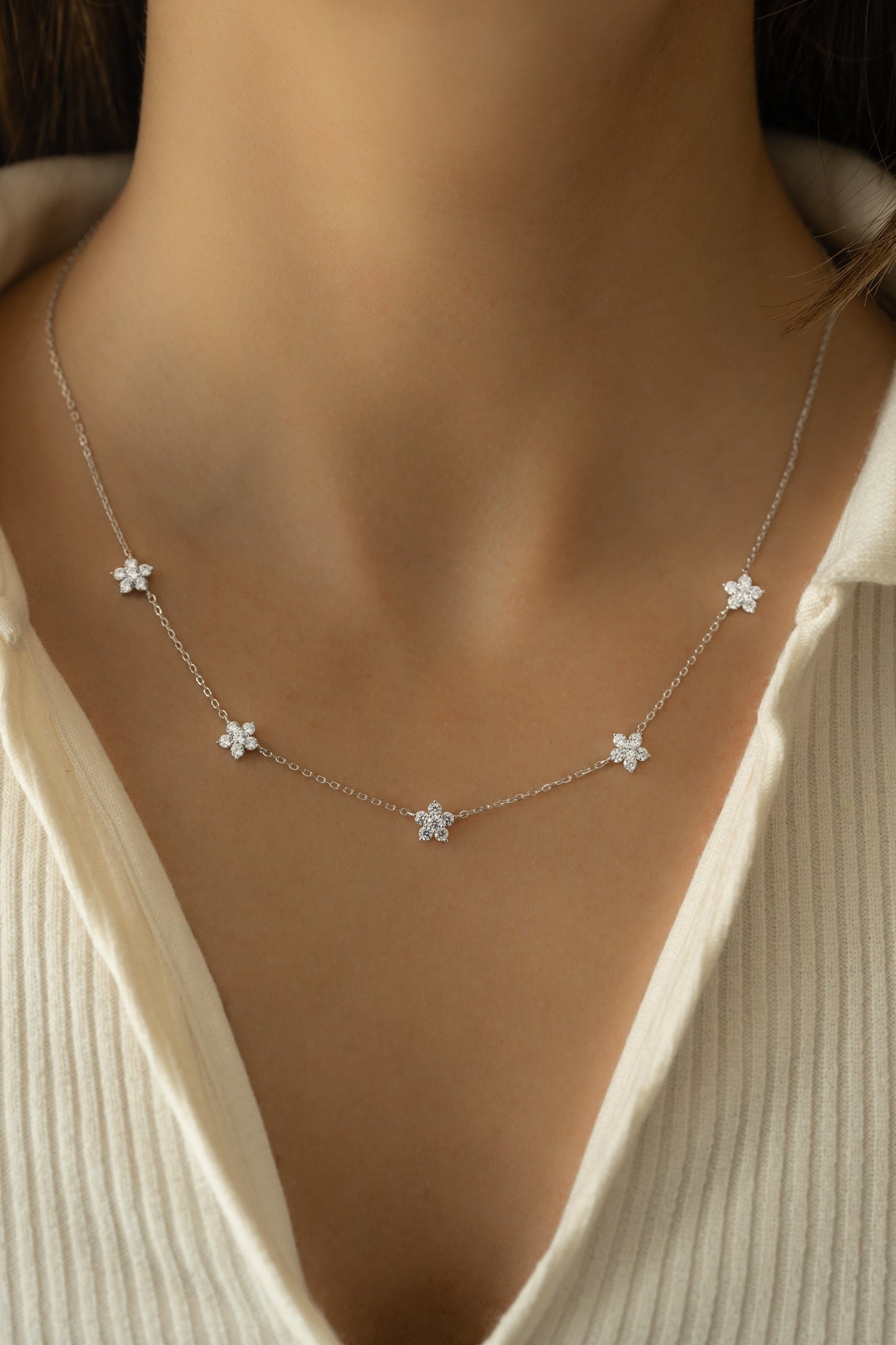 Diamond Flower Necklace