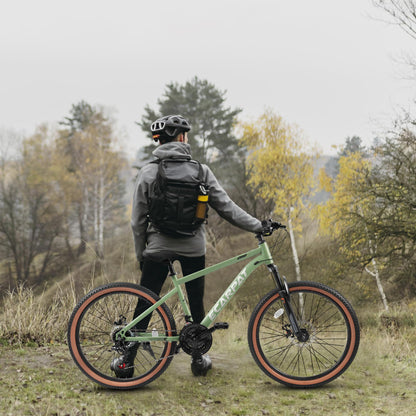 24" Teen Mountain Bike | 21-Speed, Disc Brakes, Front Suspension & Brown Edge Tires