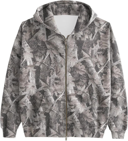 Unisex Printed Hooded Jacket – Casual Zip-Up Outerwear