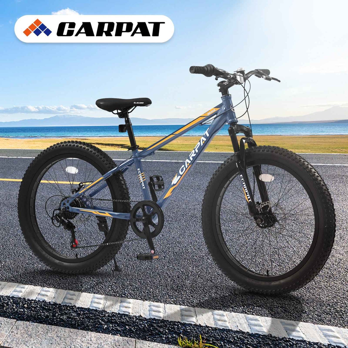 24" Fat Tire Mountain Bike | Full Shimano 7-Speed, Dual Disc Brakes & Front Suspension