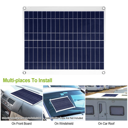 25W Flexible Solar Panel Charger – IP68 Waterproof, 12V with Dual USB Ports for RV, Car, Boat & Camping