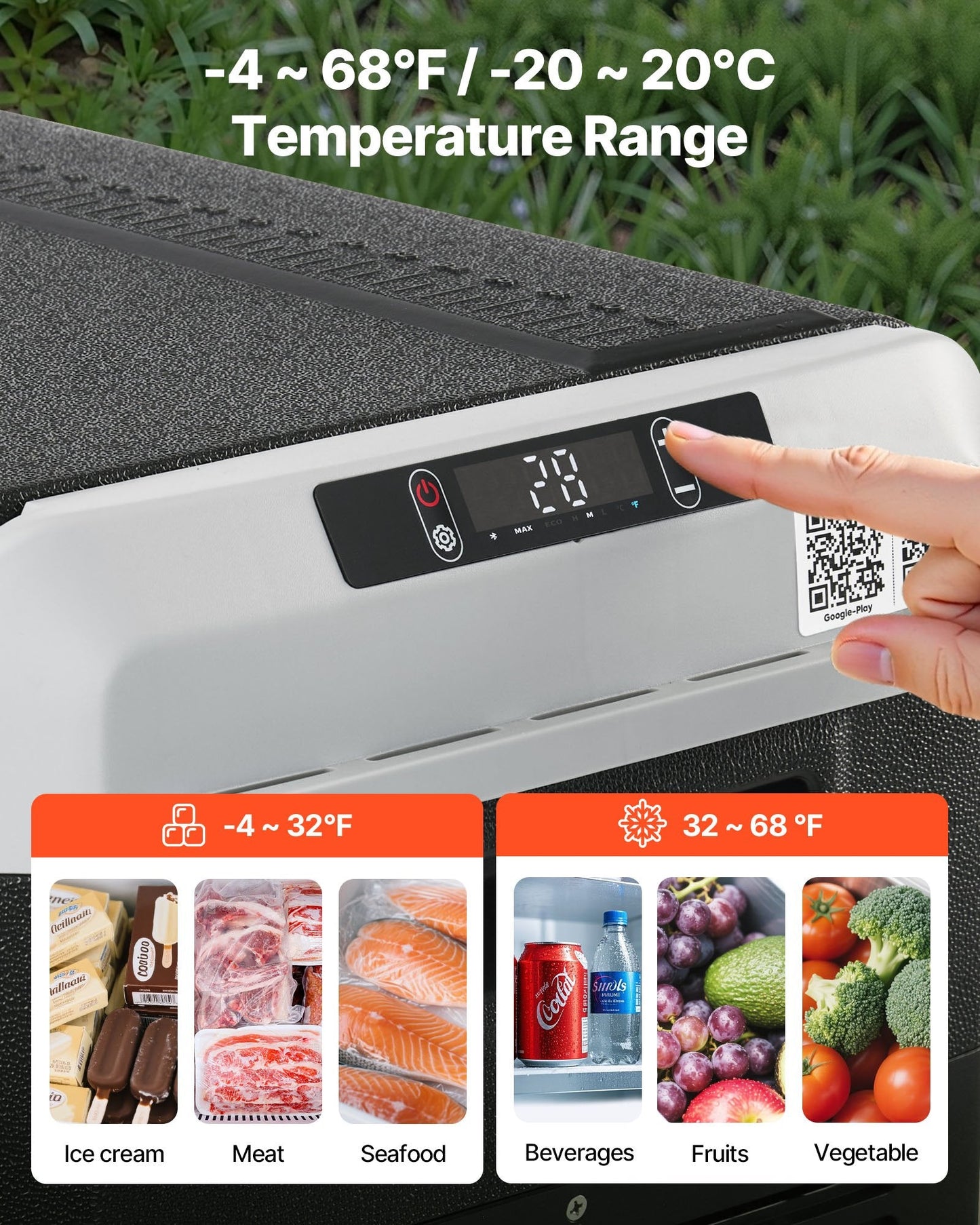 12V Portable Car Fridge Freezer 42.3QT | Fast Cooling, -4°F to 68°F