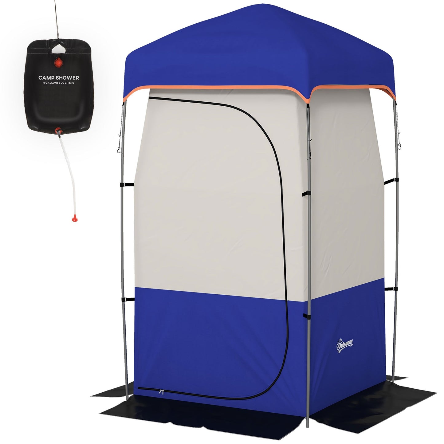 Camping Shower Tent with Solar Shower Bag – Privacy Shelter, Removable Floor