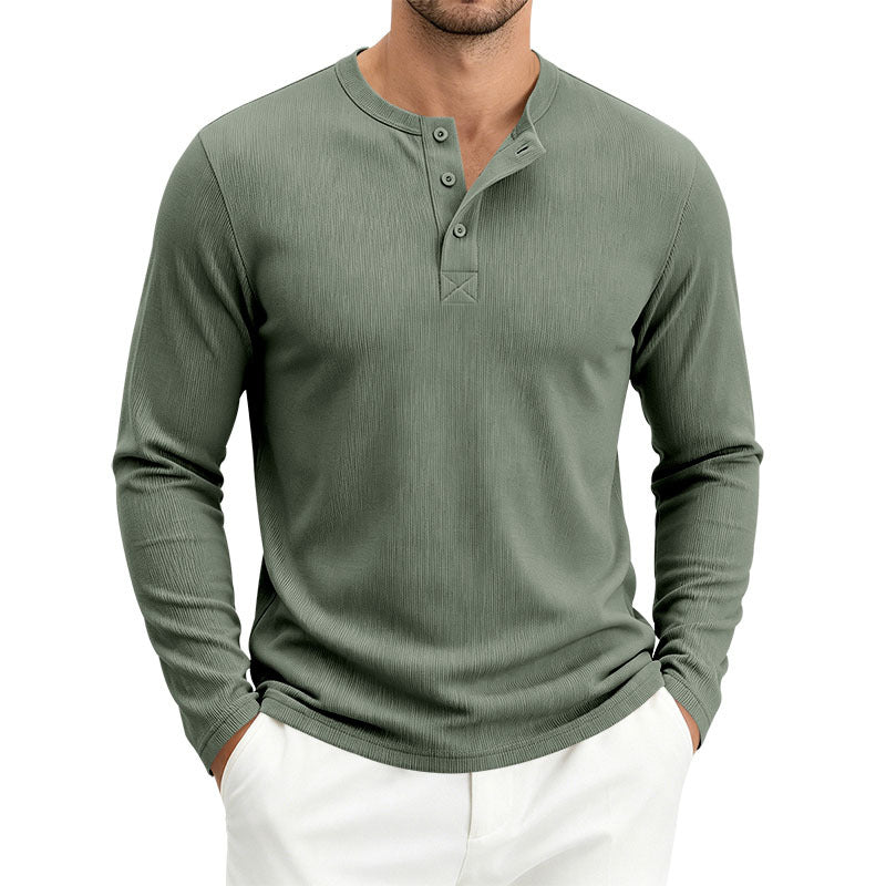 Men's Ribbed Long-Sleeve Loose Fit T-Shirt