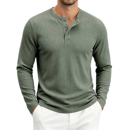 Men's Ribbed Long-Sleeve Loose Fit T-Shirt