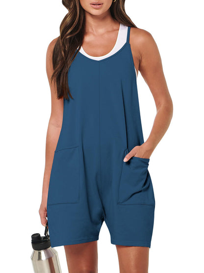 Women's Sleeveless Knit Jumpsuit with Pockets – 9 Colors