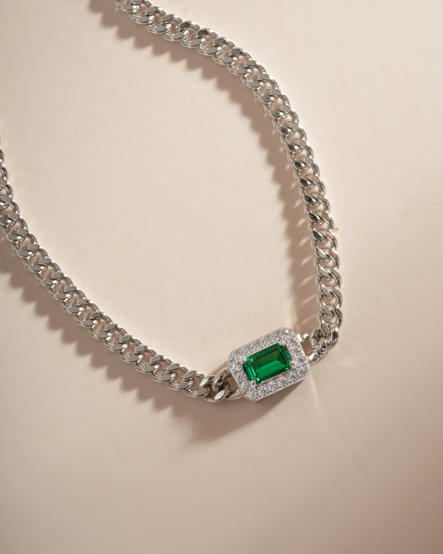 Emerald-Cut Emerald Bracelet with Diamond Halo