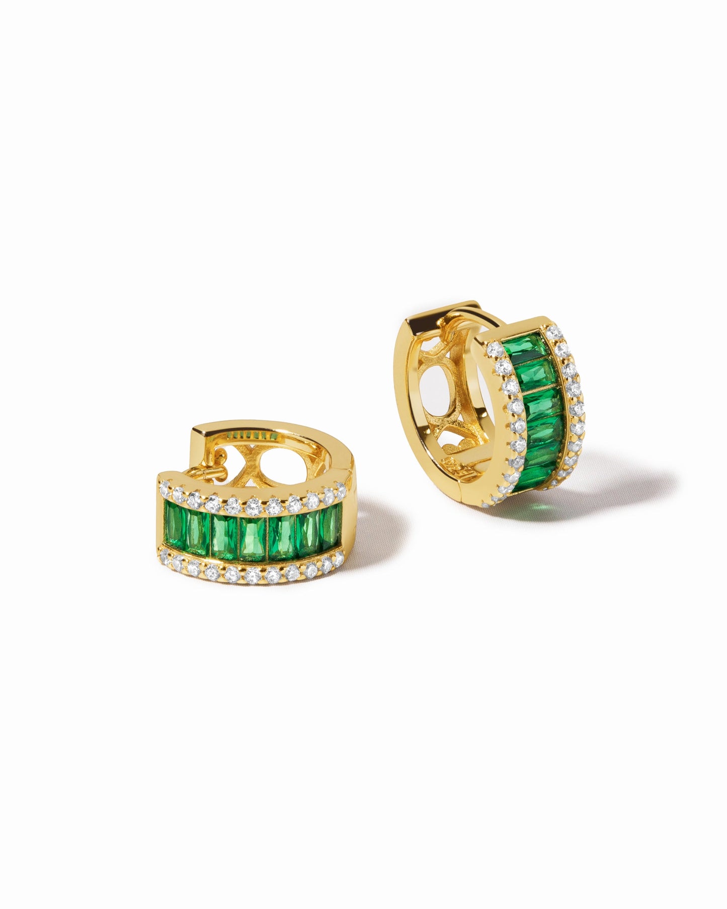 Emerald Baguette Hoops