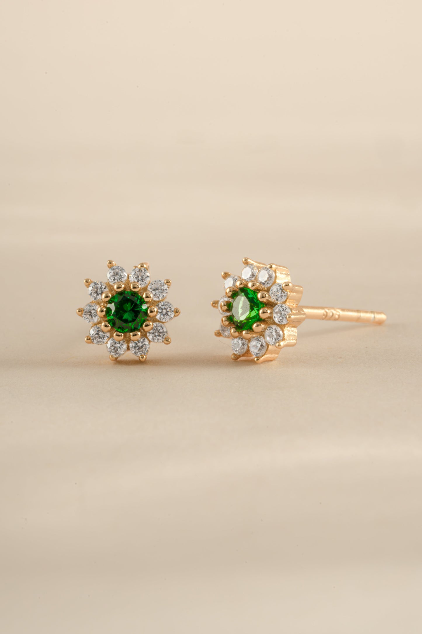 Emerald Dainty Flower Studs