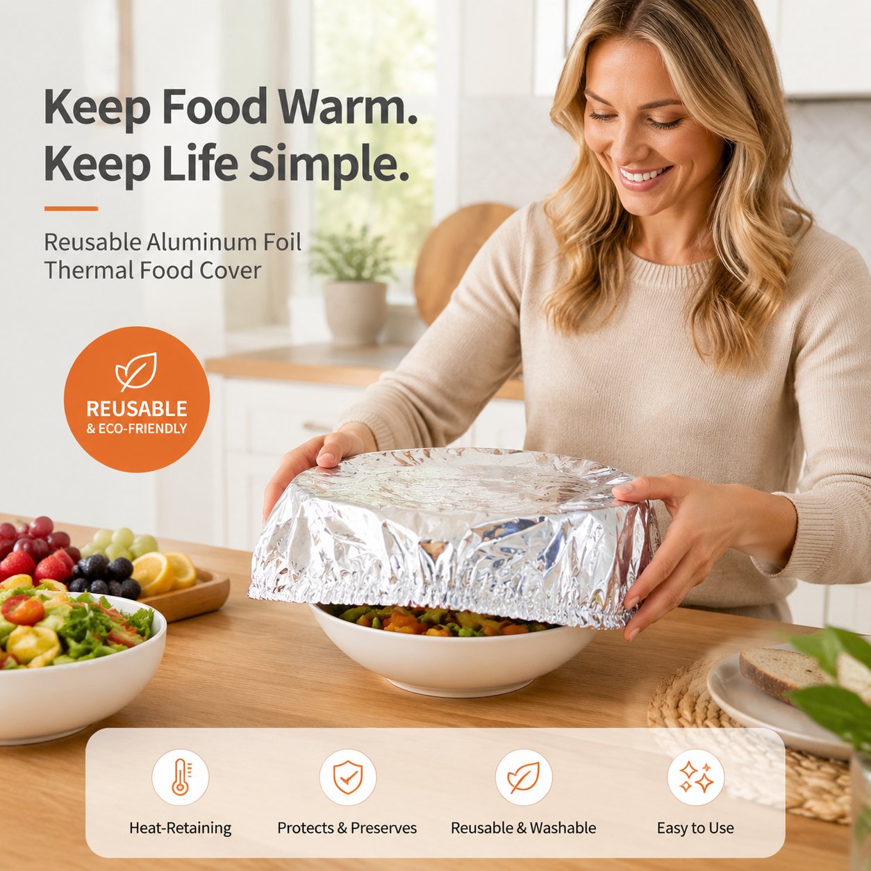 üçΩÔ∏èReusable Aluminum Foil Thermal Food Cover ‚Äî Heat-Retaining, Washable & Freshness-Preserving Kitchen Essential