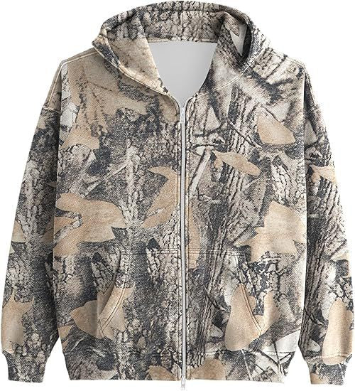 Unisex Printed Hooded Jacket – Casual Zip-Up Outerwear