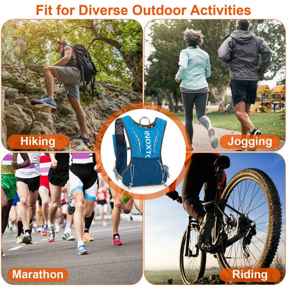 Running Hydration Vest – 5L, 3 Water Bladders, 6 Pockets, Reflective, Adjustable Fit
