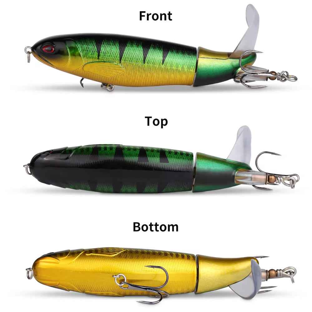 20-Piece Topwater Popper Lure Set with 3D Eyes – Propeller Tail, Bass & Pike