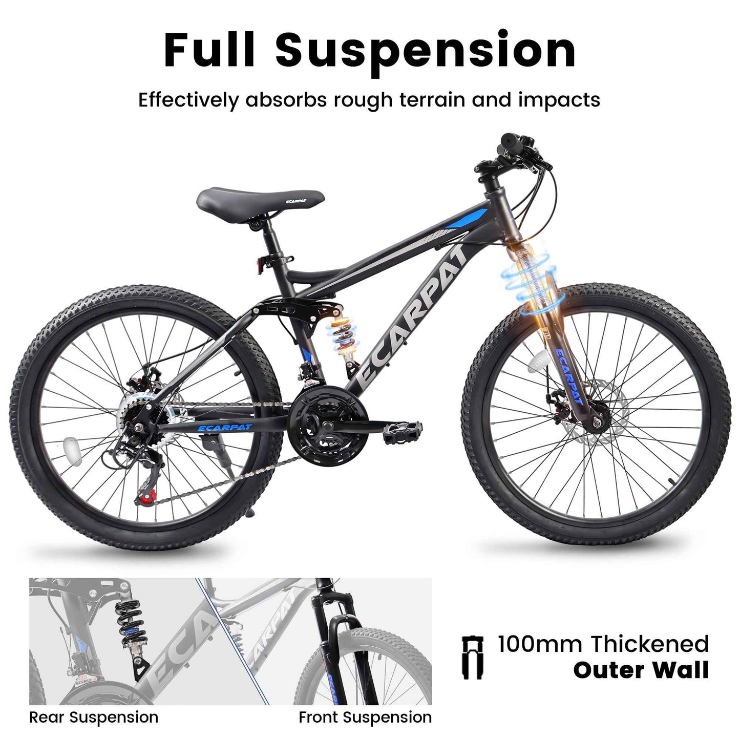 27.5" Full-Suspension Mountain Bike | 21-Speed, Mechanical Disc Brakes & Dual Shock Absorbers