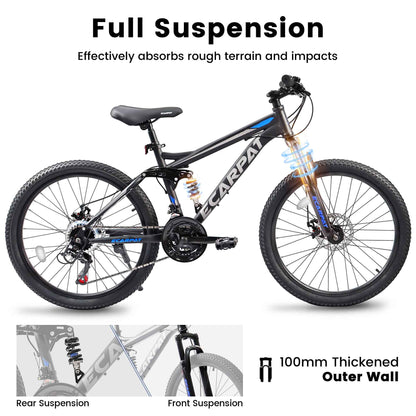 27.5" Full-Suspension Mountain Bike | 21-Speed, Mechanical Disc Brakes & Dual Shock Absorbers
