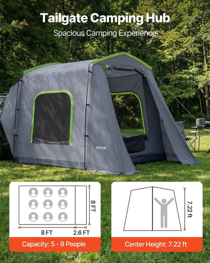 SUV Tailgate Tent | 10.6x8 FT All-Season Camp Shelter for 5-9 People
