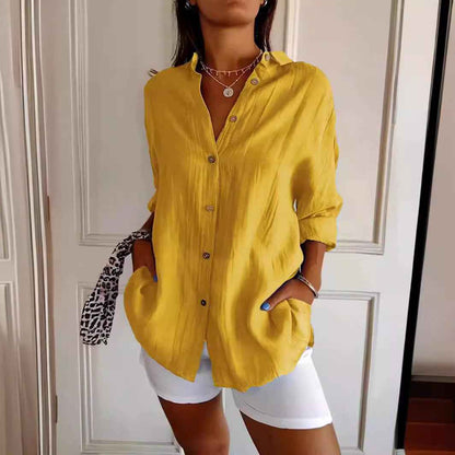 Women's Loose-Fit Lapel Shirt – Casual Button-Front Top