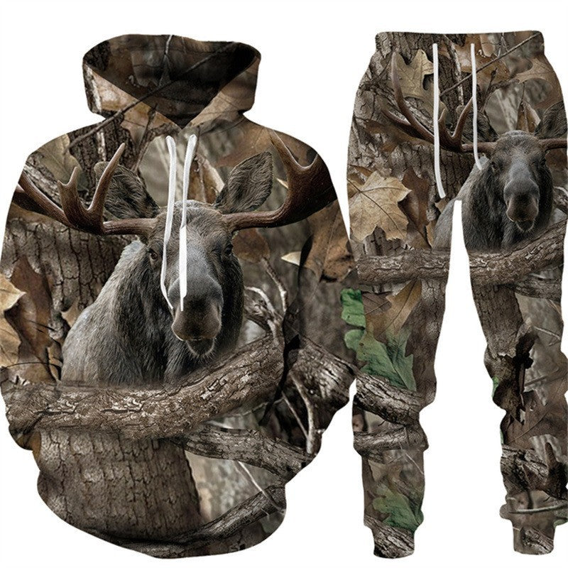 3D Animal-Print Hooded Pullover Sweatshirt Set